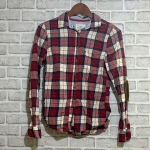 H&M L.O.G.G Crew Red and White Plaid Button Down Shirt, size 6 with